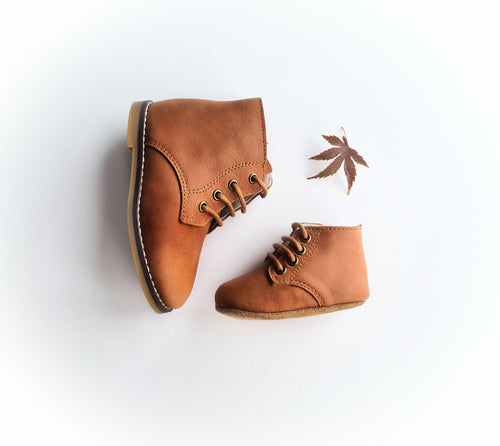 Billy Hard Sole Genuine Leather Boots - Almond