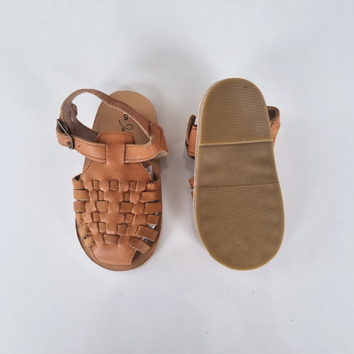 Alfie Hard Sole Genuine Leather Sandals Open Back- Almond