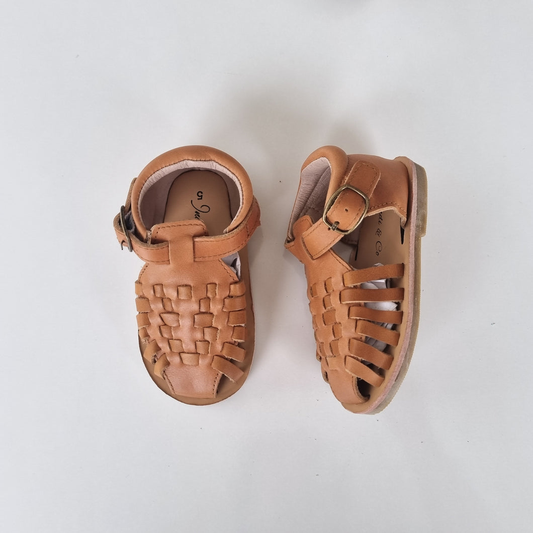 Alfie Hard Sole Genuine Leather Sandals Closed Back- Almond